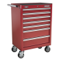 Rollcab 7 Drawer with Ball-Bearing Slides - Red