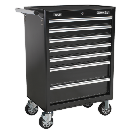 Rollcab 7 Drawer with Ball-Bearing Slides - Black