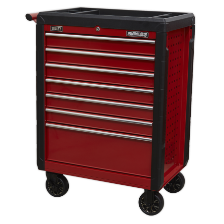 Rollcab 7 Drawer with Ball-Bearing Slides - Red