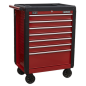 Rollcab 7 Drawer with Ball-Bearing Slides - Red