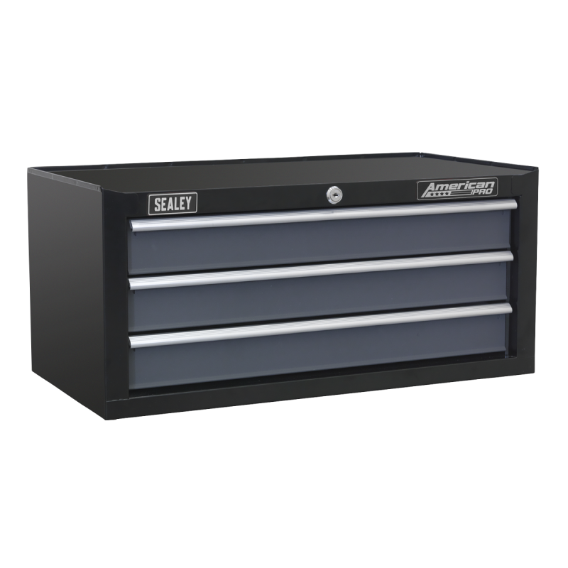 Mid-Box Tool Chest 3 Drawer with Ball-Bearing Slides - Black/Grey