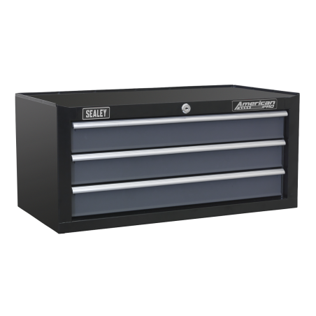 Mid-Box Tool Chest 3 Drawer with Ball-Bearing Slides - Black/Grey