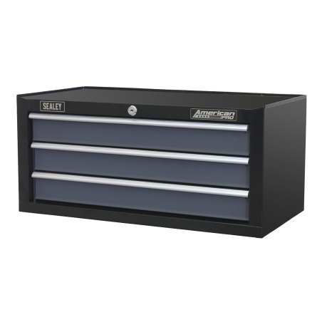 Mid-Box Tool Chest 3 Drawer with Ball-Bearing Slides - Black/Grey