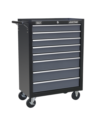 Rollcab 8 Drawer with Ball-Bearing Slides - Black/Grey