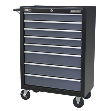 Rollcab 8 Drawer with Ball-Bearing Slides - Black/Grey