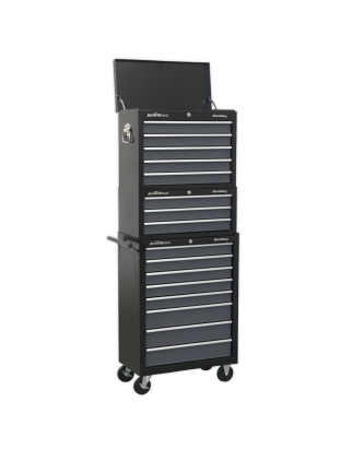 Tool Chest Combination 16 Drawer with Ball-Bearing Slides - Black/Grey