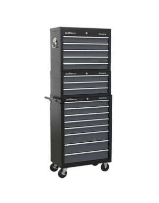 Tool Chest Combination 16 Drawer with Ball-Bearing Slides - Black/Grey