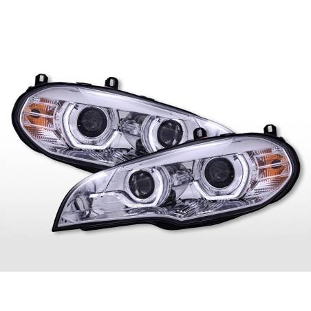 Halogen headlight set with LED parking light BMW X5 E70 2008-2010 chrome