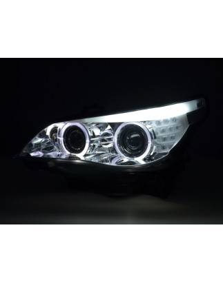 Headlights xenon angel eyes LED BMW 5-series E60 / E61 05-07 chrome