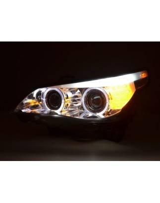 Headlights xenon angel eyes LED BMW 5-series E60 / E61 05-07 chrome