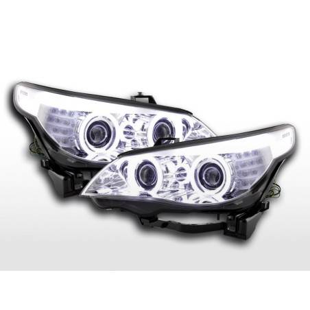 Headlights xenon angel eyes CCFL BMW 5er E60 / E61 03-04 chrome