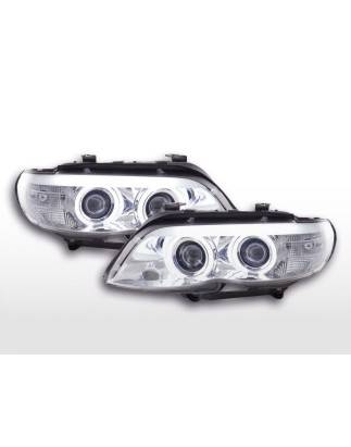 Headlights set Xenon Daylight CCFL DRL look BMW X5 E53 04-06 chrome