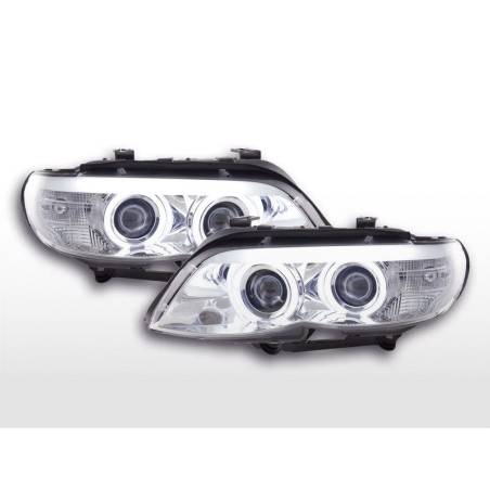 Phares avant Xenon Daylight CCFL DRL look BMW X5 E53 03-06 chrome