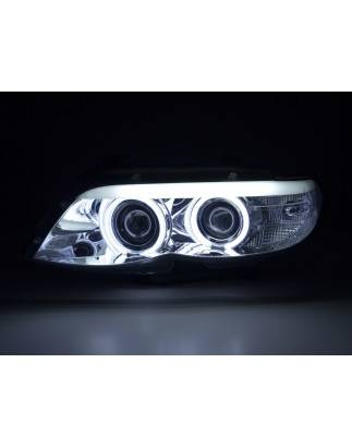 Headlights set Xenon Daylight CCFL DRL look BMW X5 E53 04-06 chrome