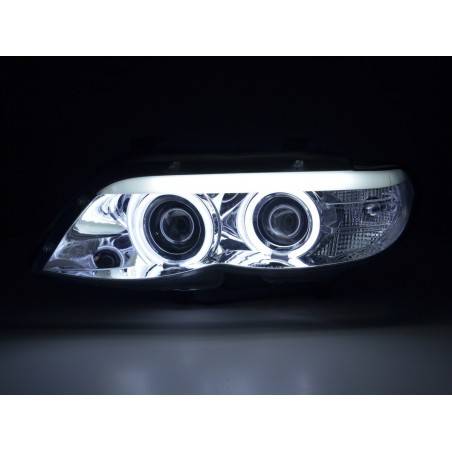 Headlights set Xenon Daylight CCFL DRL look BMW X5 E53 04-06 chrome