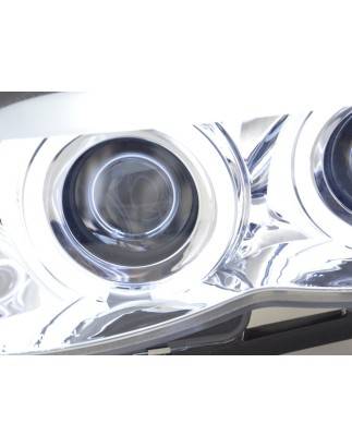 Headlights set Xenon Daylight CCFL DRL look BMW X5 E53 04-06 chrome