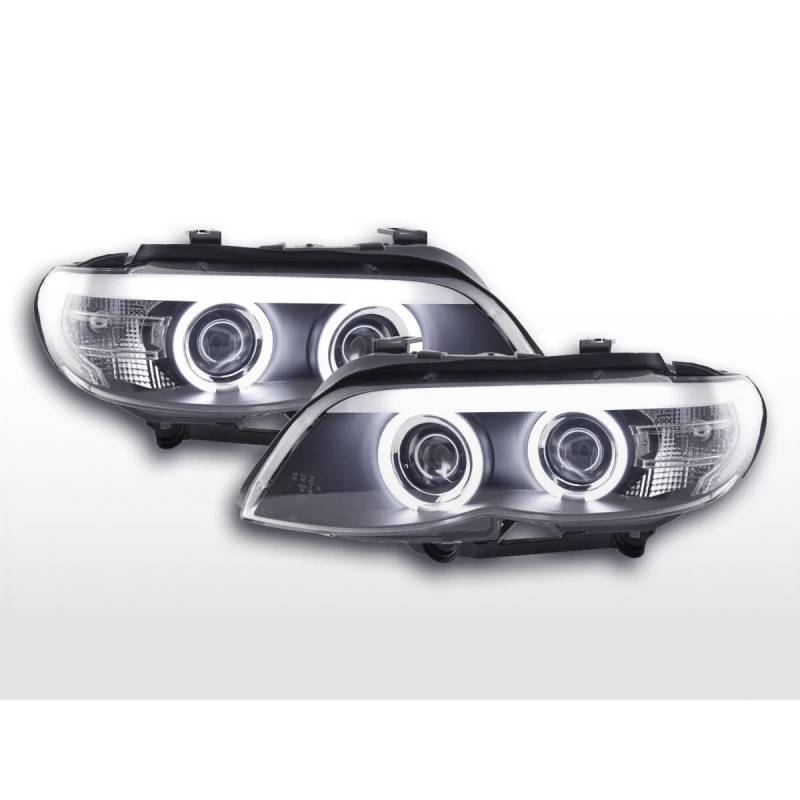 Headlight set Xenon Daylight CCFL DRL look BMW X5 E53 04-06 black