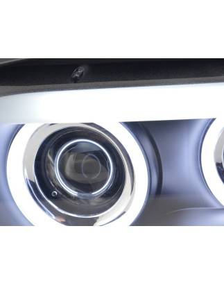 Phares avant Xenon Daylight CCFL DRL look BMW X5 E53 03-06 noir