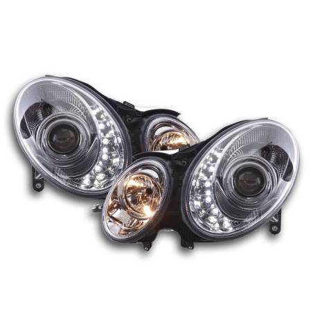 Daylight headlight LED DRL look Mercedes E-Class 211 02-06 chrome