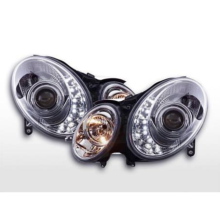 Daylight headlight LED DRL look Mercedes E-Class 211 02-06 chrome