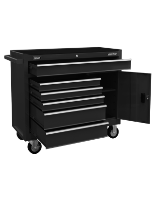 Rollcab 6 Drawer with Ball Bearing Slides - Black