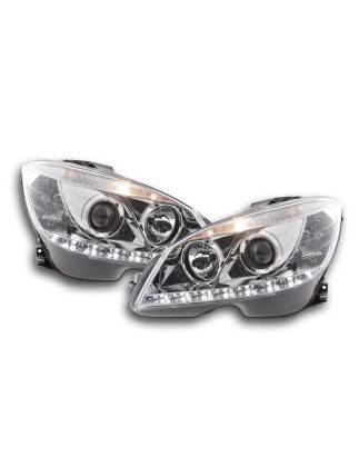 Daylight headlight LED DRL look Mercedes C-Class W204 07-10 chrome