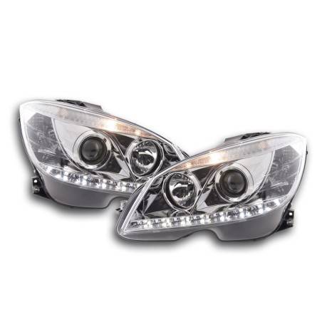 Phare Daylight LED DRL look Mercedes Classe C W204 07-10 chrome