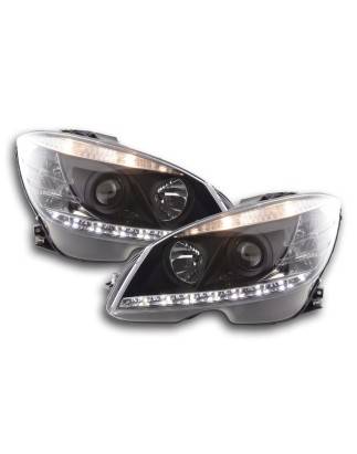 Phare Daylight LED DRL look Mercedes Classe C W204 07-10 noir