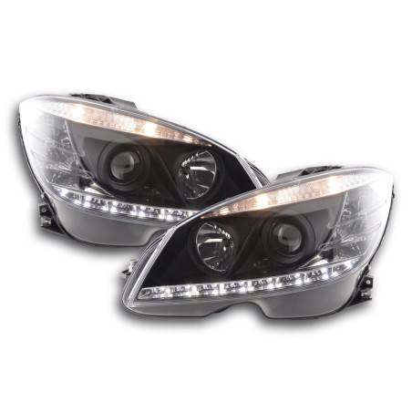 Phare Daylight LED DRL look Mercedes Classe C W204 07-10 noir