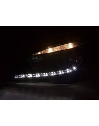 Phare Daylight LED DRL look Mercedes Classe C W204 07-10 noir