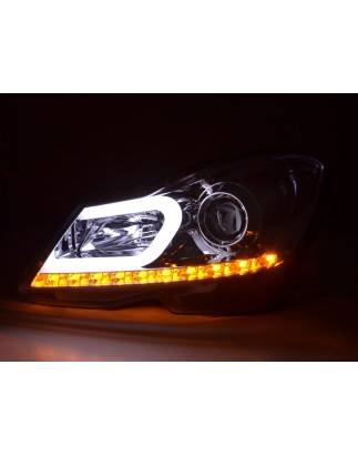 Daylight headlight LED DRL look Mercedes C-Class W204 11-14 chrome