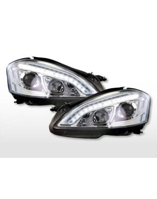 Phares Xenon Daylight LED DRL look Mercedes-Benz Classe S (221) 05-09 chrome