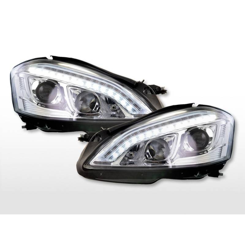 Headlight set Xenon Daylight LED DRL look Mercedes-Benz S-Class (221) 05-09 chrome