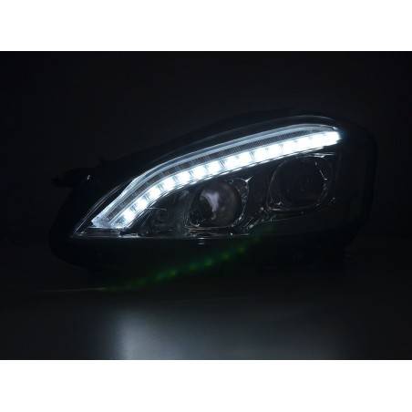 Phares Xenon Daylight LED DRL look Mercedes-Benz Classe S (221) 05-09 chrome