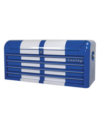 Topchest 4 Drawer Wide Retro Style - Blue with White Stripes