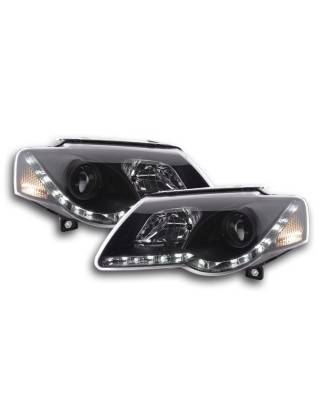 Headlight set Daylight LED daytime running lights VW Passat B6 3C black