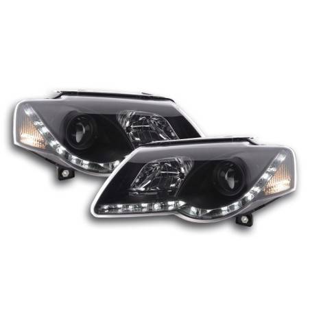 Headlight set Daylight LED daytime running lights VW Passat B6 3C black