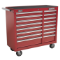 Rollcab 16 Drawer with Ball-Bearing Slides Heavy-Duty - Red