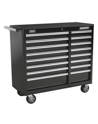 Rollcab 16 Drawer with Ball-Bearing Slides Heavy-Duty - Black