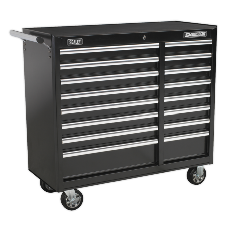 Rollcab 16 Drawer with Ball-Bearing Slides Heavy-Duty - Black