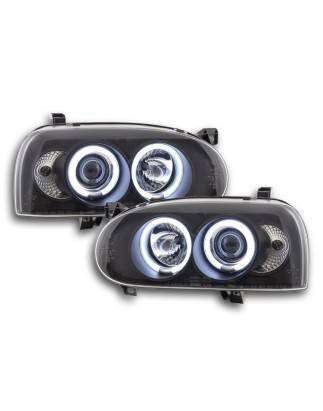 Headlight set Angel Eyes CCFL VW Golf 3 92-98 black