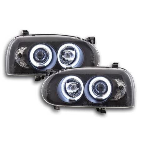 Headlight set Angel Eyes CCFL VW Golf 3 92-98 black