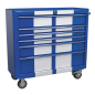 Rollcab 6 Drawer Wide Retro Style - Blue with White Stripes