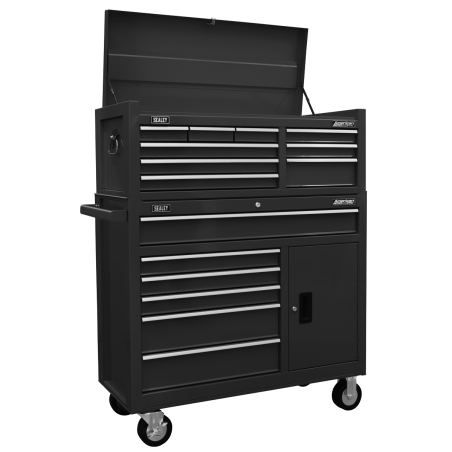 Topchest & Rollcab Combination 15 Drawer with Ball-Bearing Slides - Black