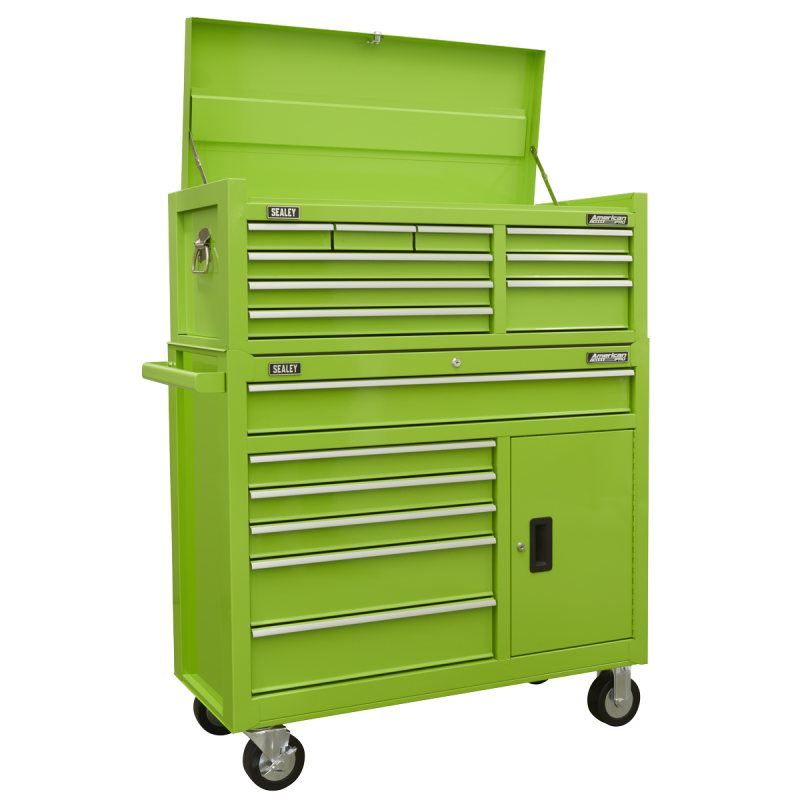 Topchest & Rollcab Combination 15 Drawer with Ball-Bearing Slides - Green