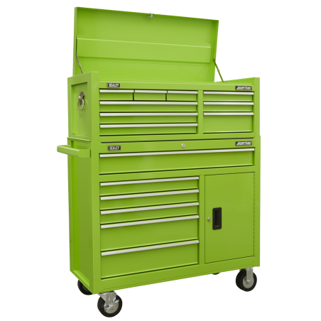 Topchest & Rollcab Combination 15 Drawer with Ball-Bearing Slides - Green