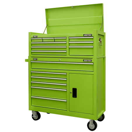 Topchest & Rollcab Combination 15 Drawer with Ball-Bearing Slides - Green