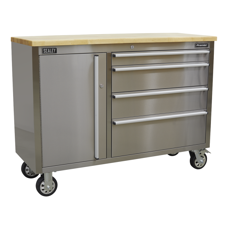 Mobile Stainless Steel Tool Cabinet 4 Drawer