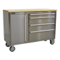 Mobile Stainless Steel Tool Cabinet 4 Drawer