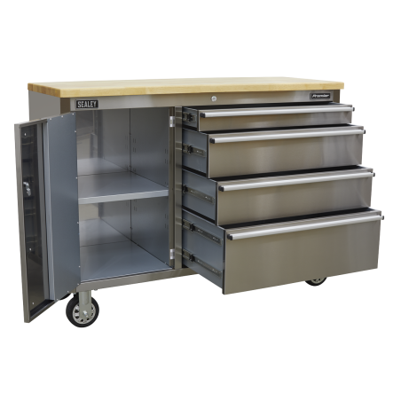 Mobile Stainless Steel Tool Cabinet 4 Drawer